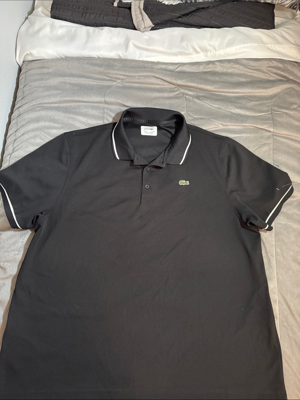 Lacoste men’s Black Polo with White Contrast Trim US Sz 3XL